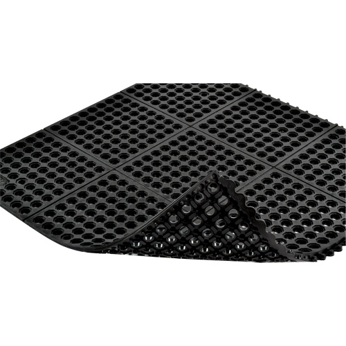 Tapis antifatigue &agrave; imbrication Cushion-Ease 550, &agrave; fentes, 3' x 3' x 3/4", Noir, Caoutchouc EastCoast Offshore Supplies