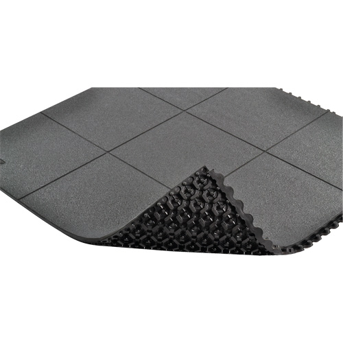 Tapis antifatigue &agrave; imbrication Cushion-Ease, Rugueux, 3' x 3' x 3/4", Noir, Caoutchouc naturel EastCoast Offshore Supplies