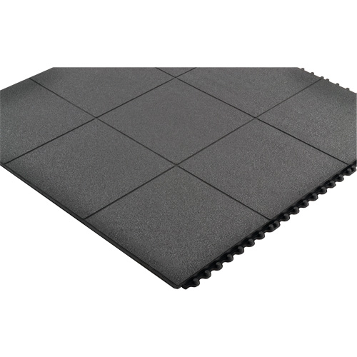 Tapis antifatigue &agrave; imbrication Cushion-Ease, Rugueux, 3' x 3' x 3/4", Noir, Caoutchouc naturel EastCoast Offshore Supplies