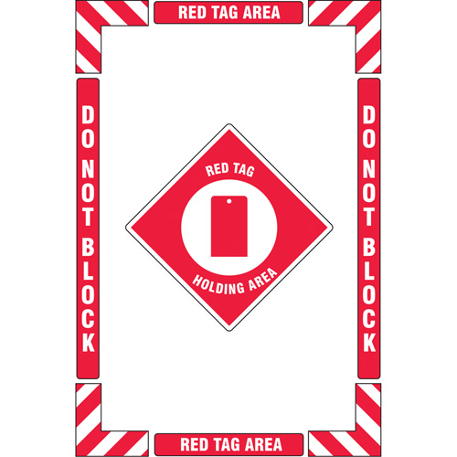 Trousse de marquage du sol ?Red Tag Holding Area? (zone de stockage des &eacute;tiquettes rouges), Adh&eacute;sif, Anglais avec pictogramme EastCoast Offshore Supplies