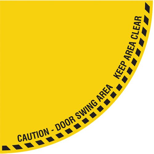 "Caution" Quarter Circle Swing Door Floor Sign, Adhesive, English with Pictogram EastCoast Offshore Supplies