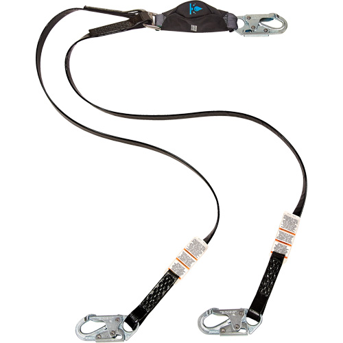 Anti-Corrosion Energy Absorbing Lanyard, 6', Snap Hook Center, Snap Hook Leg Ends, Polyester EastCoast Offshore Supplies