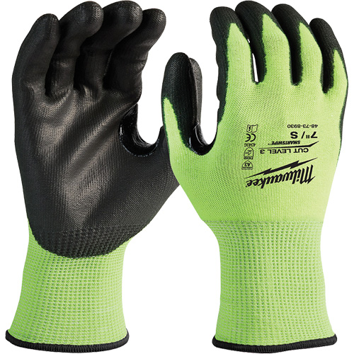 High-Visibility Cut-Resistant Gloves, Size Small, 15 Gauge, Nitrile/Polyurethane Coated, Polyethylene Shell, ANSI/ISEA 105 Level 3 EastCoast Offshore Supplies