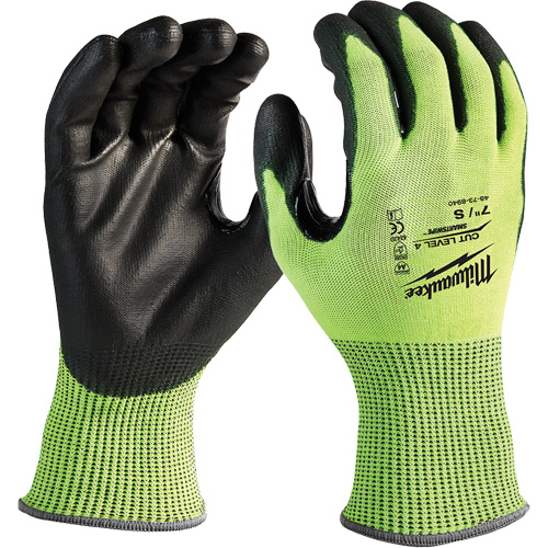High-Visibility Cut-Resistant Gloves, Size Small, 13 Gauge, Nitrile/Polyurethane Coated, Polyethylene Shell, ANSI/ISEA 105 Level 4 EastCoast Offshore Supplies