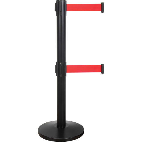 Barri&egrave;re pour le contr&ocirc;le des foules &agrave; courroie double, Acier, 35" h, Ruban Rouge, Longueur du ruban 7' EastCoast Offshore Supplies