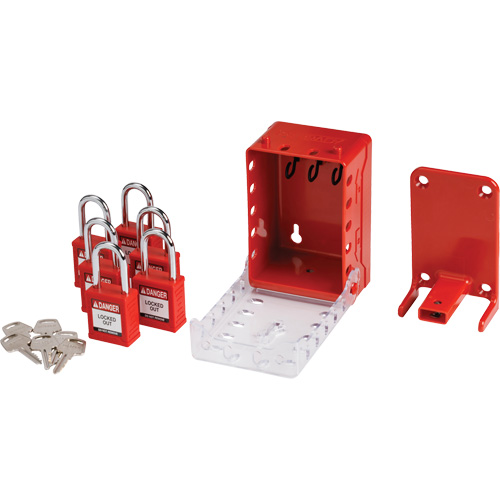 Boîte de cadenassage de groupe ultra compacte avec cadenas de s&eacute;curit&eacute; en nylon, Rouge EastCoast Offshore Supplies