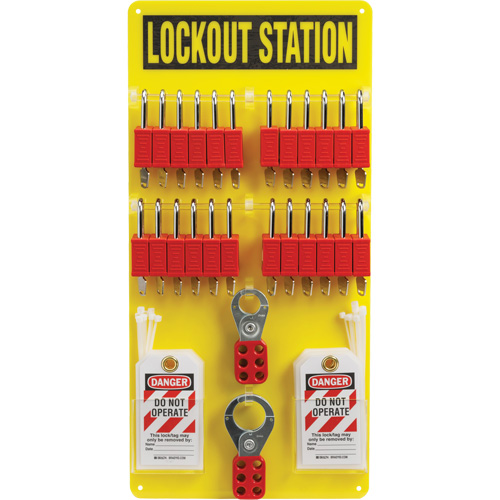 Lockout Board with Keyed Alike Nylon Safety Lockout Padlocks, Plastic Padlocks, 24 Padlock Capacity, Padlocks Included EastCoast Offshore Supplies