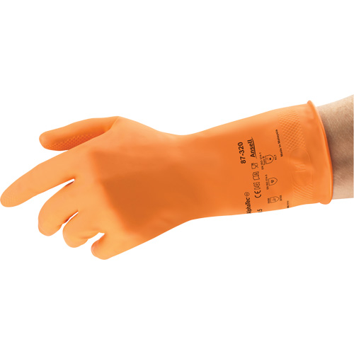 AlphaTec&reg; 87-320 Chemical-Resistant Gloves, Size 9.5, 11.8" L, Rubber Latex, Cotton/Flock-Lined Inner Lining, 17-mil EastCoast Offshore Supplies