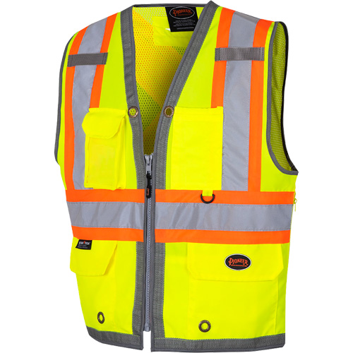 6673 Mesh-Back Zip-Front Surveyor's Vest, High Visibility Lime-Yellow, Small, Polyester EastCoast Offshore Supplies