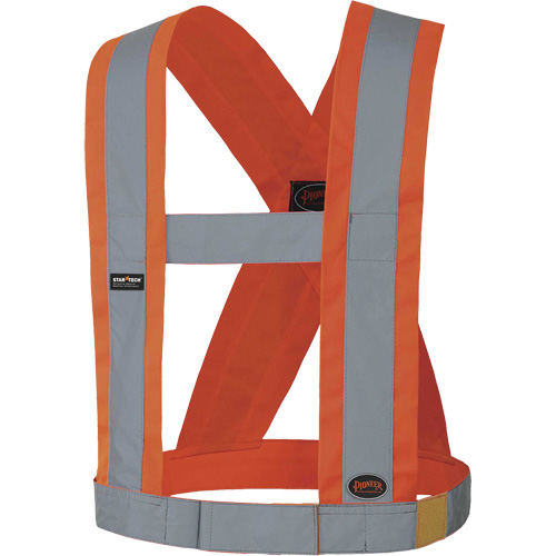 5490 Bretelles de s&eacute;curit&eacute; r&eacute;glable de 4" de large, R&eacute;pond ou surpasse la norme CSA Z96 classe 2 - niveau 2, Orange haute visibilit&eacute;, Couleur r&eacute;fl&eacute;chissante Argent, Taille unique EastCoast Offshore Supplies