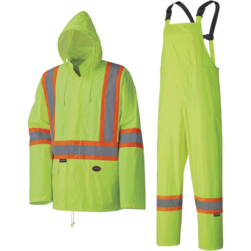 5599 Combinaison de pluie imperm&eacute;able et l&eacute;g&egrave;re, Polyester/PVC, T-petit, Jaune lime haute visibilit&eacute; EastCoast Offshore Supplies