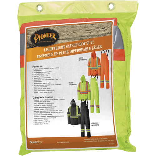 5599 Combinaison de pluie imperm&eacute;able et l&eacute;g&egrave;re, Polyester/PVC, T-petit, Jaune lime haute visibilit&eacute; EastCoast Offshore Supplies