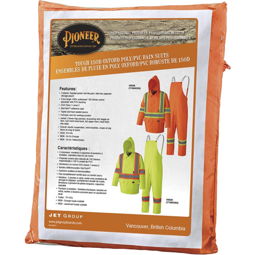 5608 210D Waterproof Rain Suit, Polyester/PVC, Small, High Visibility Orange EastCoast Offshore Supplies