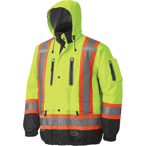 5201 Premium Breathable Waterproof Jacket, Polyester, Black/High Visibility Lime-Yellow, Large EastCoast Offshore Supplies