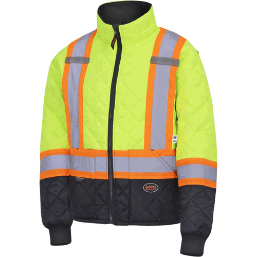 5016 Quilted Freezer Jacket, Polyester, Black/High Visibility Lime-Yellow, X-Small EastCoast Offshore Supplies