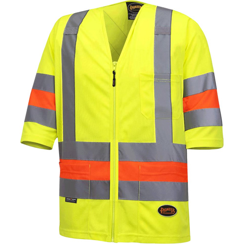 6019 Chandail de circulation &agrave; manches courtes  Qu&eacute;bec, Polyester, T-petit, Jaune lime haute visibilit&eacute; EastCoast Offshore Supplies
