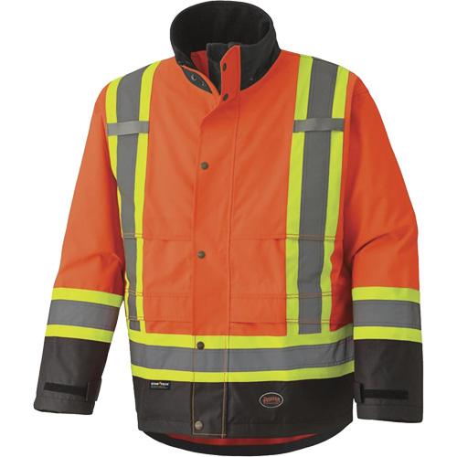 5400 300D Trilobal Ripstop Waterproof Safety Jacket, Polyester, Black/High Visibility Orange, Small EastCoast Offshore Supplies