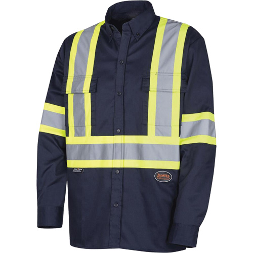 4414 Button-Down Work Shirt, Poly-Cotton, Small, Navy Blue EastCoast Offshore Supplies