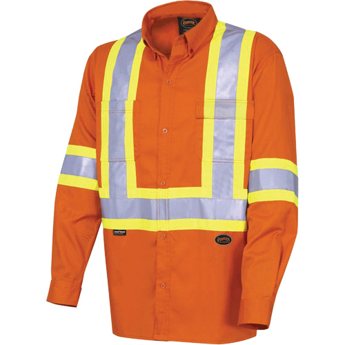 4441 Chemise de s&eacute;curit&eacute; &agrave; manches longues ultra respirante, Coton, Petit, Orange haute visibilit&eacute; EastCoast Offshore Supplies
