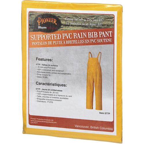 577P Storm Master&reg; Bib Pants, Small, Polyester/PVC, Yellow EastCoast Offshore Supplies