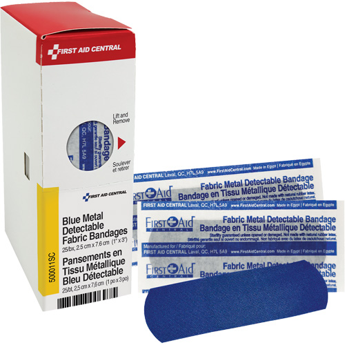 Fabric Blue Detectable Bandages, Rectangular/Square, 1", Fabric Metal Detectable, Sterile EastCoast Offshore Supplies