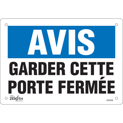 "Porte ferm&eacute;e" Sign, 7" x 10", Vinyl, French EastCoast Offshore Supplies