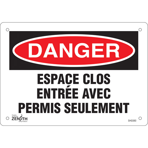 "Espace clos" Sign, 7" x 10", Plastic, French EastCoast Offshore Supplies