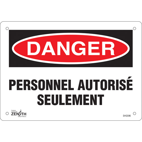 "Personnel autoris&eacute; seulement" Sign, 7" x 10", Plastic, French EastCoast Offshore Supplies