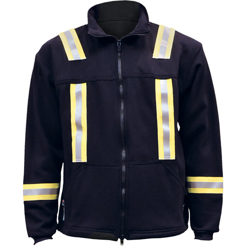 Flame Resistant Striped Full Zip Fleece Jacket, Large (Tall), Navy Blue EastCoast Offshore Supplies