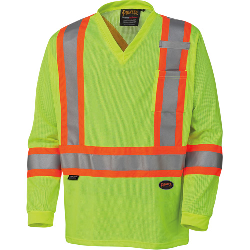 6985 Chandail de s&eacute;curit&eacute; &agrave; manches longues pour circulation en micromaille, Petit, Jaune lime haute visibilit&eacute; EastCoast Offshore Supplies