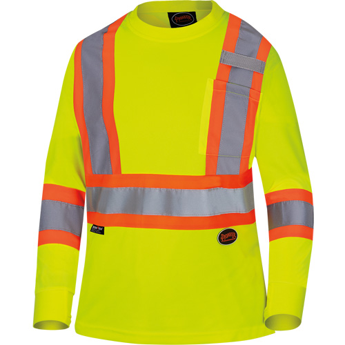 6969 Women's Bird's-Eye Long-Sleeved Safety Shirt, Polyester, X-Small, High Visibility Lime-Yellow EastCoast Offshore Supplies