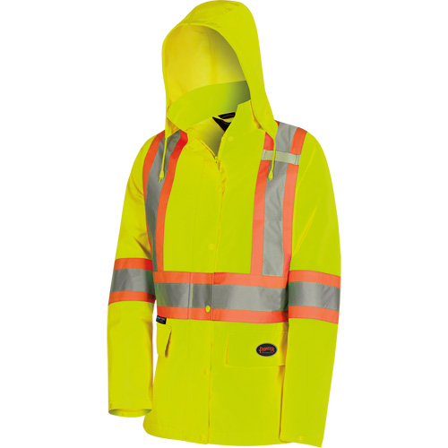 5628W The Rock Women's 300D  Quilted Safety Parka, Polyester/Polyurethane, High Visibility Lime-Yellow, X-Small EastCoast Offshore Supplies