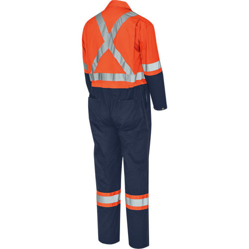 5514BBT 2-Tone Safety Coveralls with Zipper Closure, 40 (Tall), High Visibility Orange/Navy Blue EastCoast Offshore Supplies