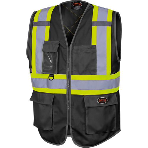 6959BK Veste de s&eacute;curit&eacute; haute visibilit&eacute; en tricot chaîne avec fermeture &agrave; glissi&egrave;re, Noir, T-petit, Polyester EastCoast Offshore Supplies