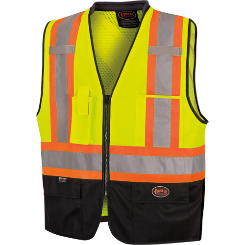 6895 Veste de s&eacute;curit&eacute; haute visibilit&eacute; bicolore avec fermeture &agrave; glissi&egrave;re sur tout le devant, Noir/Jaune lime haute visibilit&eacute;, 2T-Grand/3T-Grand, Polyester EastCoast Offshore Supplies