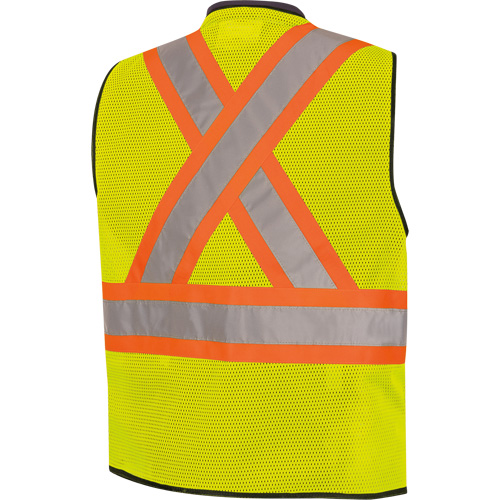 6895 Veste de s&eacute;curit&eacute; haute visibilit&eacute; bicolore avec fermeture &agrave; glissi&egrave;re sur tout le devant, Noir/Jaune lime haute visibilit&eacute;, 2T-Grand/3T-Grand, Polyester EastCoast Offshore Supplies