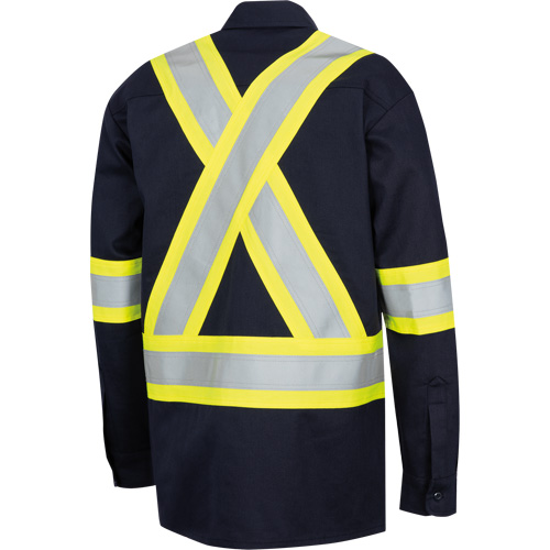 7742SF FR-TECH&reg; High-Visibility 88/12 Arc-Rated Safety Shirt, Small, Navy Blue EastCoast Offshore Supplies