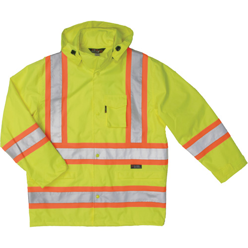 Manteau de s&eacute;curit&eacute; imperm&eacute;able en tissu ind&eacute;chirable Ripstop, Polyester, T-petit, Jaune lime haute visibilit&eacute; EastCoast Offshore Supplies