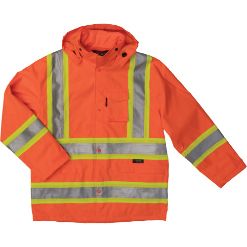 Manteau de s&eacute;curit&eacute; imperm&eacute;able en tissu ind&eacute;chirable Ripstop, Polyester, 3T-Grand, Orange haute visibilit&eacute; EastCoast Offshore Supplies