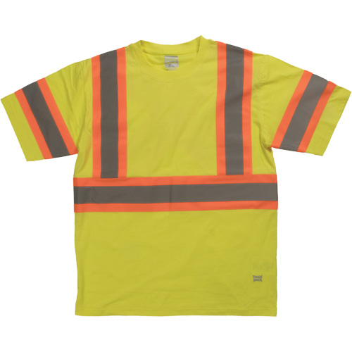 Short Sleeve Safety T-Shirt, Cotton, X-Small, High Visibility Lime-Yellow EastCoast Offshore Supplies