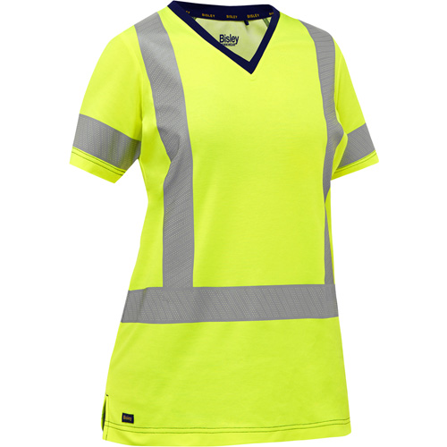 Chemise &agrave; manches courtes et X au dos Bisley pour femmes, Poly-coton, Petit, Jaune lime haute visibilit&eacute; EastCoast Offshore Supplies