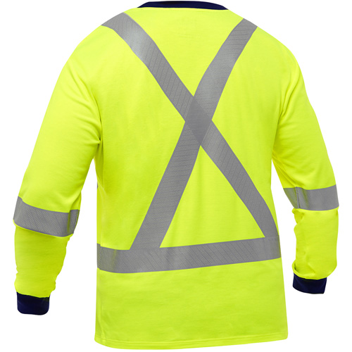 Chemise &agrave; manches longues et X au dos Bisley, Poly-coton, Petit, Jaune lime haute visibilit&eacute; EastCoast Offshore Supplies