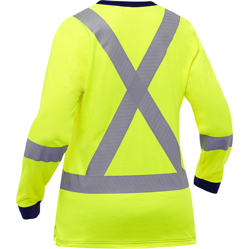 Chemise &agrave; manches longues et X au dos Bisley pour femmes, Poly-coton, Petit, Jaune lime haute visibilit&eacute; EastCoast Offshore Supplies