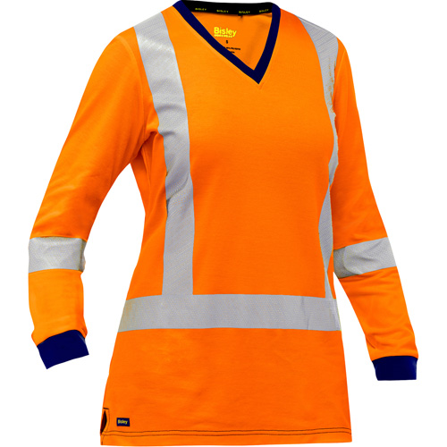 Chemise &agrave; manches longues et X au dos Bisley pour femmes, Poly-coton, Petit, Orange haute visibilit&eacute; EastCoast Offshore Supplies
