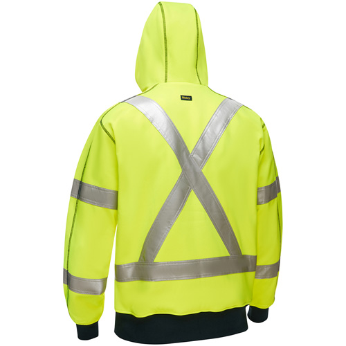 Coton ouat&eacute; doubl&eacute; de sherpa avec capuchon &agrave; fermeture &eacute;clair compl&egrave;te et X au dos Bisley, Petit, Jaune lime haute visibilit&eacute; EastCoast Offshore Supplies