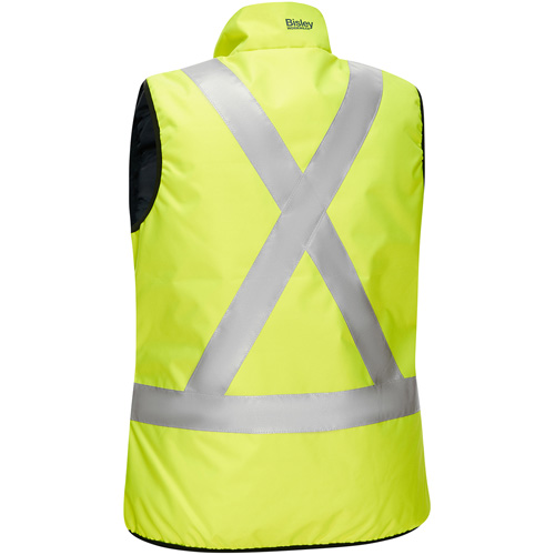Bisley&reg; X-Back Women's Contoured Reversible Puffer Vest, High Visibility Lime-Yellow, X-Large, Polyester EastCoast Offshore Supplies