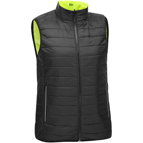 Bisley&reg; X-Back Women's Contoured Reversible Puffer Vest, High Visibility Lime-Yellow, X-Large, Polyester EastCoast Offshore Supplies