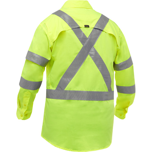 Chemise de travail &agrave; manches longues et X au dos Bisley avec X-Airflow, Poly-coton, Petit, Jaune lime haute visibilit&eacute; EastCoast Offshore Supplies