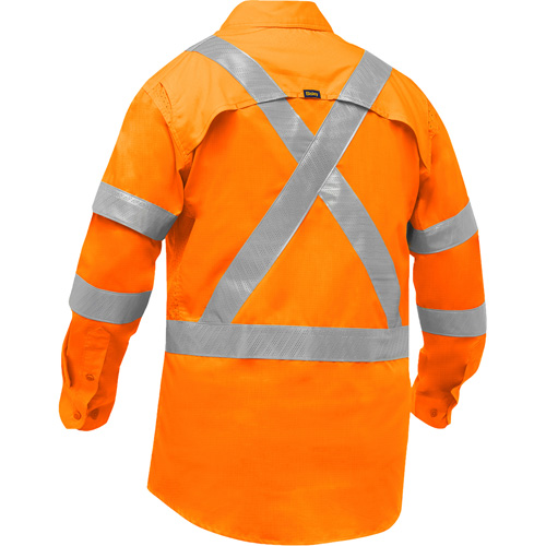 Chemise de travail &agrave; manches longues et X au dos Bisley avec X-Airflow, Poly-coton, Petit, Orange haute visibilit&eacute; EastCoast Offshore Supplies