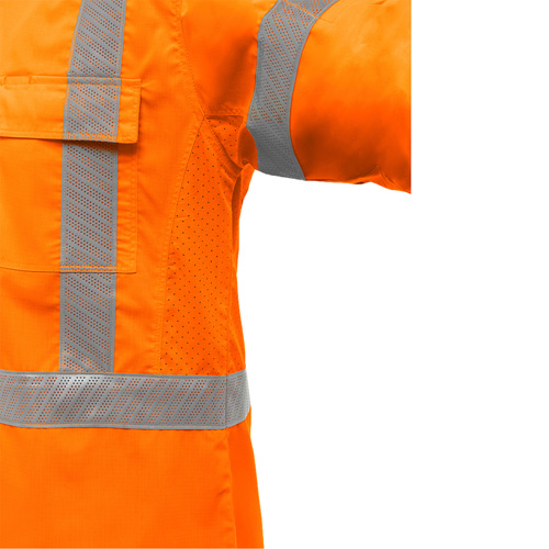 Chemise de travail &agrave; manches longues et X au dos Bisley avec X-Airflow, Poly-coton, Petit, Orange haute visibilit&eacute; EastCoast Offshore Supplies